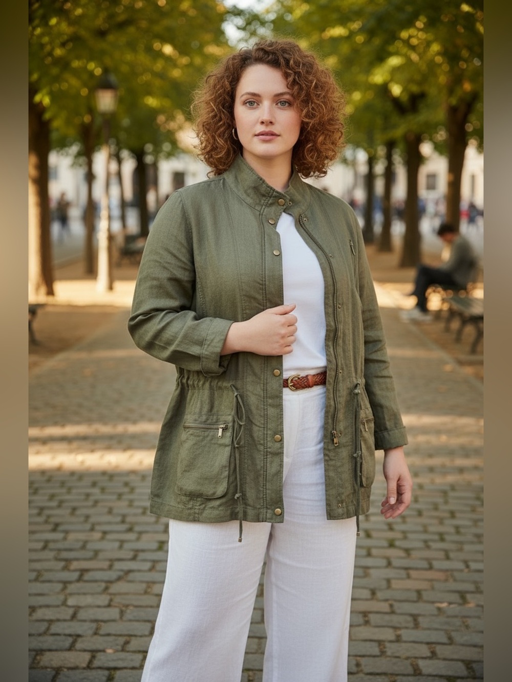 ARTISAN NY 100% Linen Olive Green Utility Field Jacket XL Cargo Gorpcore